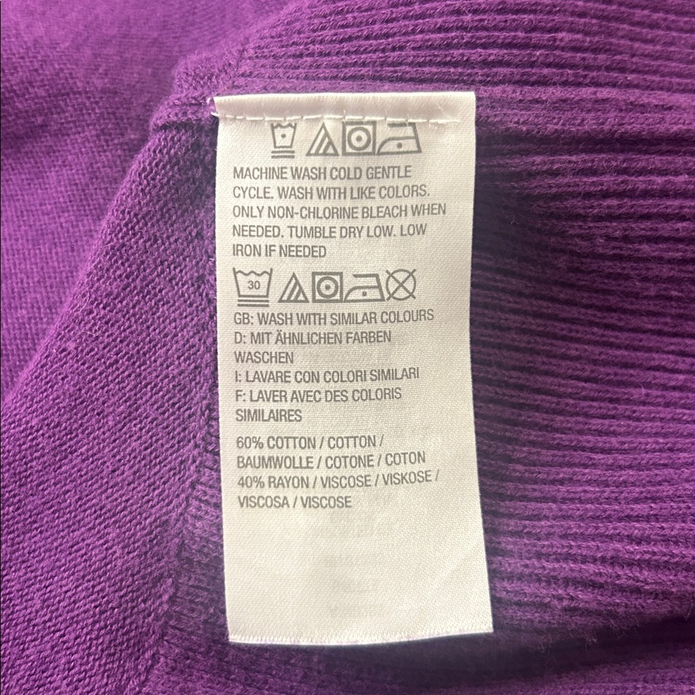 Isaac Mizrahi Purple Ruffle Hem Long Sleeve Sweater Cotton Blend Size XL - Picture 8 of 8